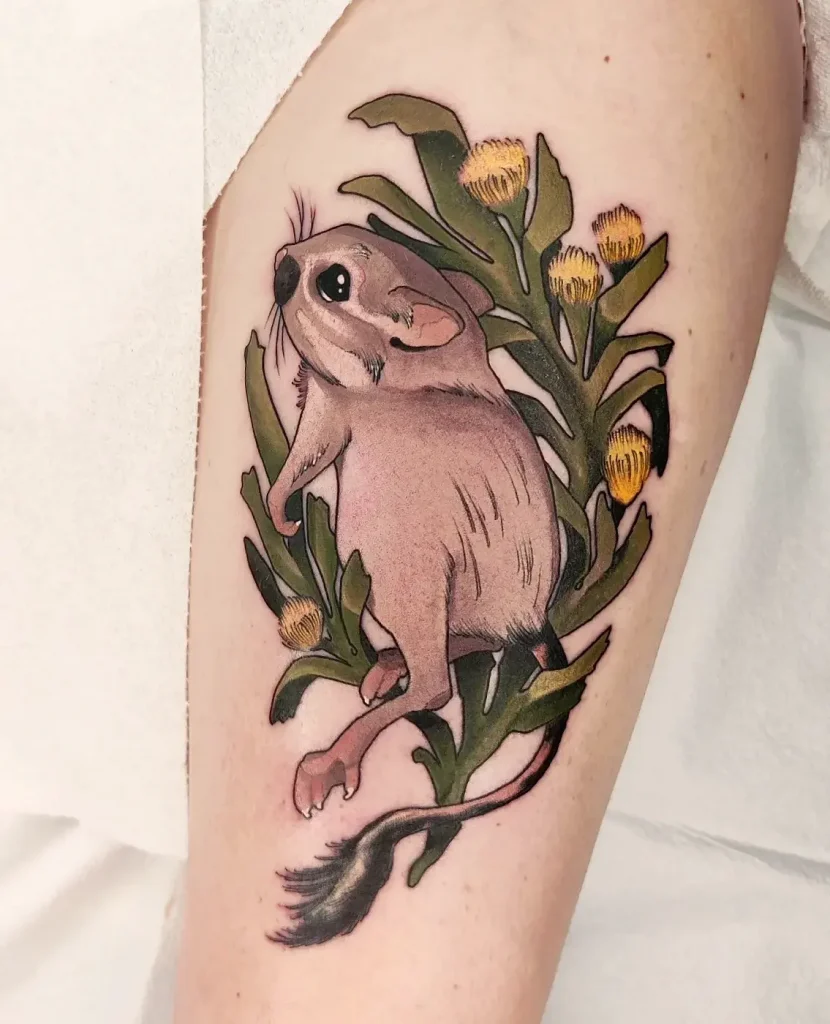 Cangaroo rat neo traditional tattoo